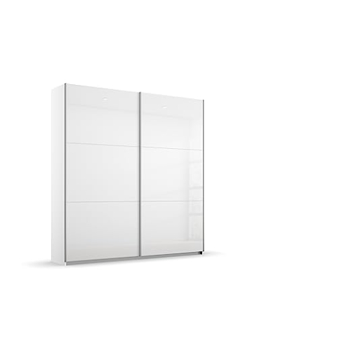Rauch Möbel Aurelio Schrank Kleiderschrank Schwebetürenschrank, Hochglanz Weiß/Alpinweiß, 2-türig, inkl. 2 Kleiderstangen, 2 Einlegeböden BxHxT 175x210x59 cm