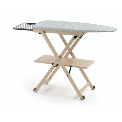 Arredamenti Italia Bügeltisch verstellbar/klappbar, massives Buchenholz 135 x 88 x 45 cm Natur