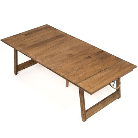 Handgefertigter Faltbarer Picknicktisch, Massivholz-Gartentisch, Beistelltisch 55x110cm, 35cm hoch, Walnussfarbe