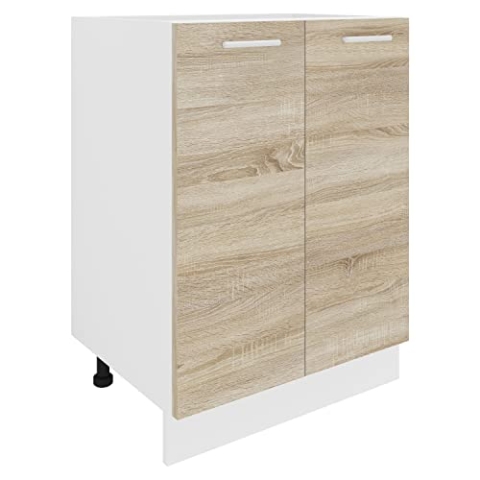 VCM Küchenschrank | Maße ca. H. 82 x B. 60 x. T. 46 cm | Unterschrank mit zwei Drehtüren | Küchenmöbel - Esilo Weiß/Sonoma-Eiche