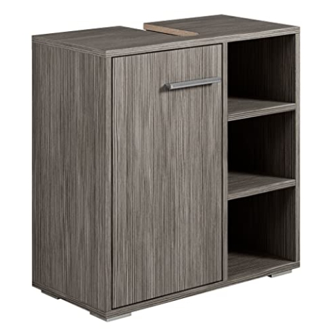 Badezimmer Badmöbel Neptunes 60cm Grau Eiche - Unterschrank Badmöbelset Badschrank Schrank Waschbeckenunterschrank