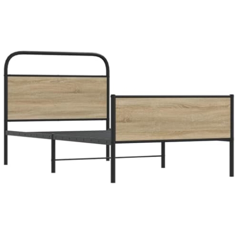 vidaXL Bettgestell ohne Matratze 100x200 cm Sonoma-Eiche Holzwerkstoff, Bettrahmen, Bett, Einzelbettrahmen, Schlafzimmermöbel, Einzelbett