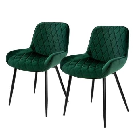 ML-Design 2er Set Esszimmerstühle Esszimmerstuhl mit Rücken- und Armlehnen, Dunkelgrün, Samt Sitzfläche, Metallbeine, Küchenstühle Küchenstuhl Wohnzimmerstühle Wohnzimmerstuhl Polsterstuhl Stühle