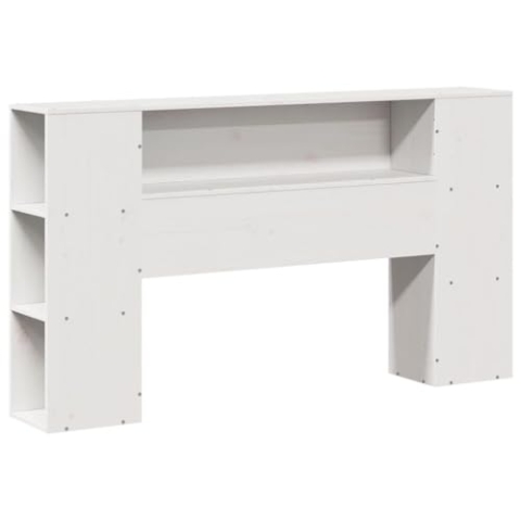 vidaXL Kopfteil, Bettkopfteil mit Stauraum, Freistehend Betthaupt für Holzbett Doppelbett, Holzkopfteil Bettzubehör Schlafzimmer, Weiß 150cm Massivholz Kiefer