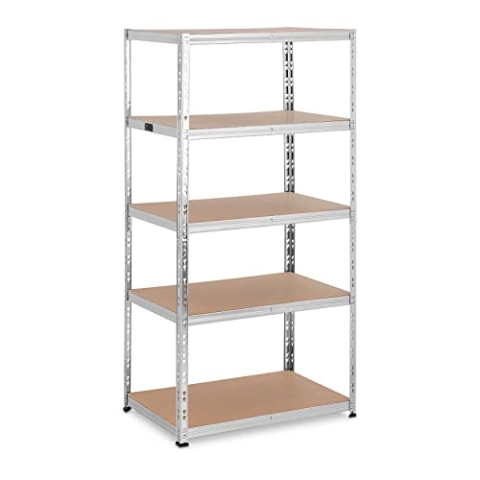 MSW MSW-STSH-36 Schwerlastregal 90 x 60 x 180 cm für 5 x 175 kg Grau Metallregal Kellerregal