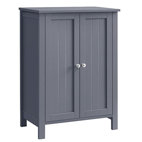 VASAGLE Badezimmermöbel auf Füßen, Aufbewahrungsschrank, Schrank mit 2 verstellbaren Regalen, 30 x 60 x 80 cm, Grau BCB60GY