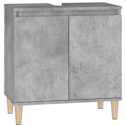 vidaXL Waschbeckenunterschrank, Badschrank mit Stauraum, Waschtisch Unterschrank mit Holzbeinen, Schrank Badunterschrank Badmöbel, Betongrau Holzwerkstoff