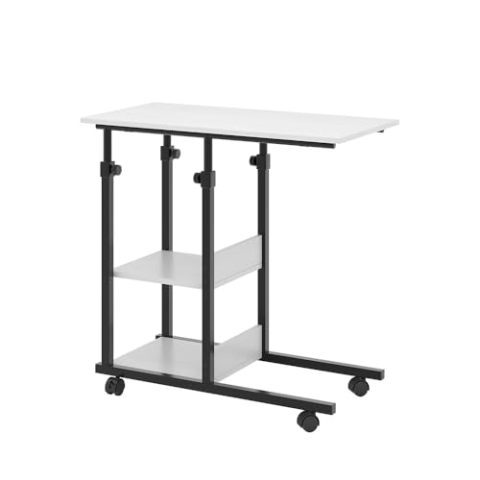 Vicco Stubentisch Liam, Beistelltisch auf Rollen, Weiß, 89 x 40 cm mit Rollen