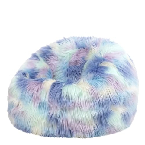 Icon Kenai Kunstfell Sitzsack Kinder, Unicorn, Flauschiger Kunstpelzstoff, Sitzsack Flauschig mit Füllung, Bequemer Kinder Sessel, Kuschelsessel, Lese Sessel, Schlafzimmer, Kinderzimmer, Spielzimmer