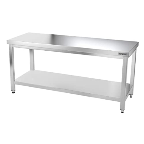 GGM Gastro | ATK166 | Edelstahl Arbeitstisch Premium - 1600x600mm - mit Grundboden ohne Aufkantung