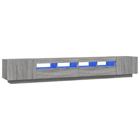 vidaXL TV Schrank Set 3-TLG. LED-Leuchten Lowboard TV Möbel Sideboard Fernsehschrank Fernsehtisch HiFi-Schrank Grau Sonoma Holzwerkstoff