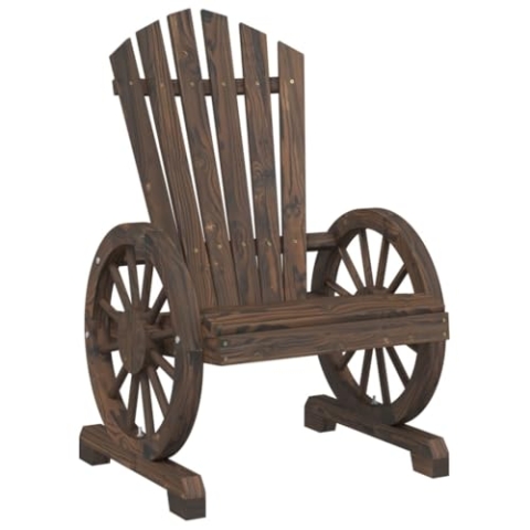 vidaXL Adirondack Gartenstuhl, Gartensessel mit Wagenräder-Design, Stuhl für Garten Terrasse Balkon, Sessel Gartenmöbel, Landhausstil, Massivholz Tanne