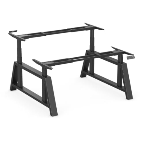 Worktrainer - OakDesk Duo Höhenverstellbarer Schreibtisch - Elektrisches Gestell für 2 Personen - Höhe 73,5-137,5 cm - Breite 107,5-180 cm - Schwarz - Linak DPG-Memory-Funktion