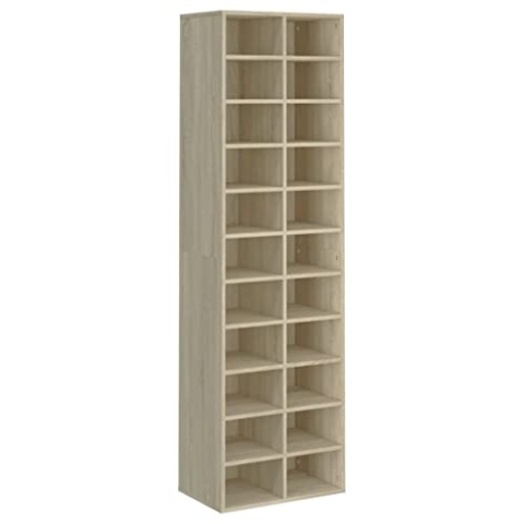 vidaXL Schuhschrank mit 22 Fächern Schuhständer Schuhablage Schuhaufbewahrung Flurregal Standregal Flur Diele Sonoma-Eiche 54x34x183cm Holzwerkstoff