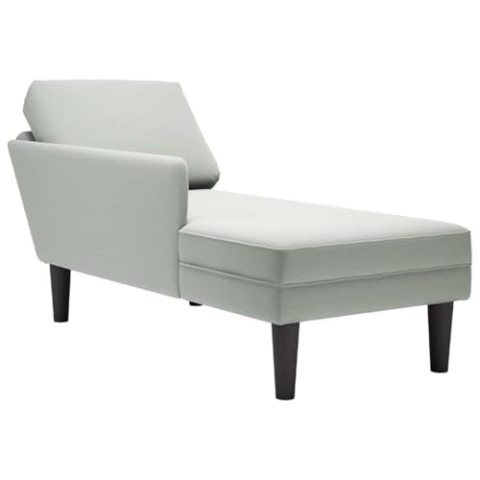 vidaXL Chaiselongue mit Kissen und Rechter Armlehne Hellgrau Samt, Recamiere, Loungesessel, Lounge Sofa, Lounge, Loungesofa, Wohnzimmersofa