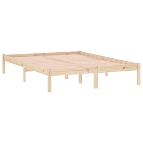 vidaXL Massivholzbett, Holzbett mit Lattenrost, Doppelbett für Schlafzimmer Gästezimmer, Bett Bettgestell Bettrahmen, 137x190cm Kiefernholz