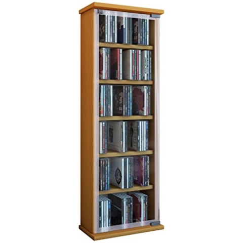 VCM Regal DVD CD Rack Medienregal Medienschrank Aufbewahrung Holzregal Standregal Möbel Schrank Möbel Buche Classic