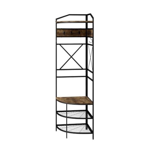 Vicco Garderobe Fyrk, Flurgarderobe, Schwarz/Eiche rustikal, 50 x 183 cm