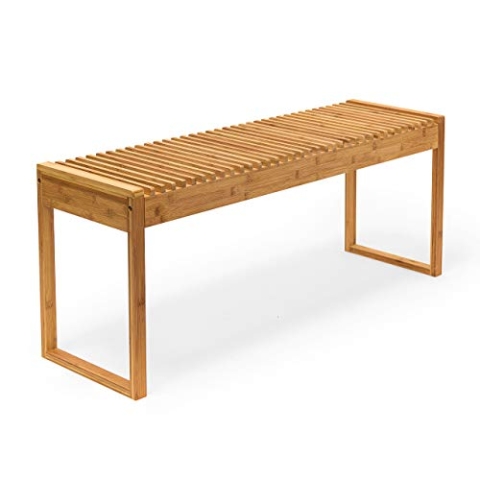 Relaxdays Sitzbank, Bambus, 2-3 Personen, Flur, Diele, Wohn- & Schlafzimmer, HBT ca. 47 x 120 x 33 cm, Hockerbank, natur