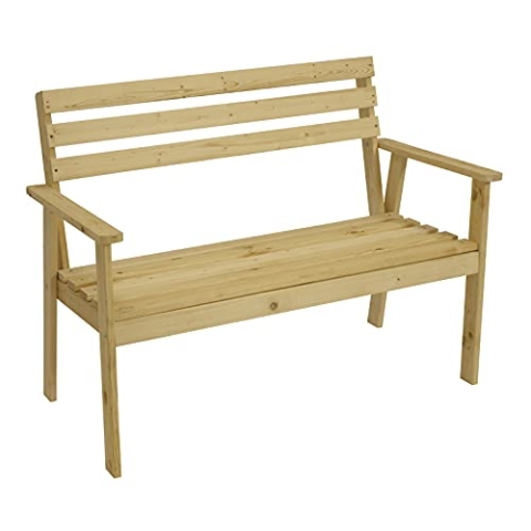 DEGAMO Gartenbank Lindau 2-sitzer 115cm, massives Kiefernholz Natur (unbehandelt), solide Ausführung