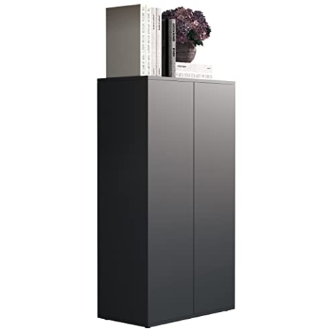 VCM Holz Kommode | Sideboard mit Drehtüren | Maße ca. H. 108 x B. 60 x T. 32 cm - Dalosa 3 Anthrazit