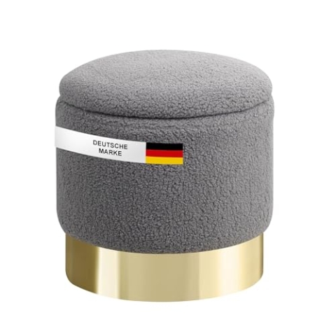 Albatros Hocker mit Stauraum Nizza – Sitzhocker mit Stauraum, Modernes Design, Edler Sherpa-Bezug – Sitztruhe oder Sitzbank mit Stauraum – optimal als Fußhocker oder Hocker Schminktisch, Grau