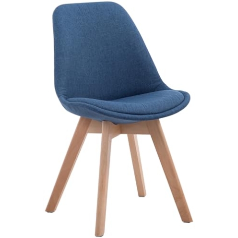CLP Esszimmerstuhl Borneo mit Stoffbezug I Polsterstuhl, Farbe:blau, Gestell Farbe:Natur