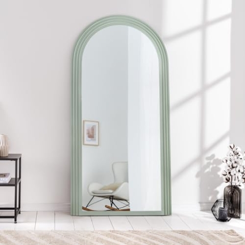 Riess Ambiente Design Wandspiegel Art Deco 160cm salbeigrün Bodenspiegel rund Ankleidespiegel Flurspiegel Schlafzimmerspiegel Ganzkörperspiegel Garderobenspiegel