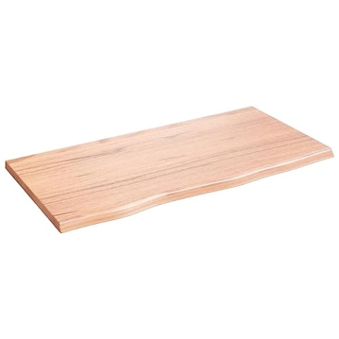 vidaXL Tischplatte, Schreibtischplatte mit Naturkante, Holztischplatte für Esstische Couchtische, Esstischplatte Couchtischplatte DIY Platte, Hellbraun Massivholz Eiche Unbehandelt