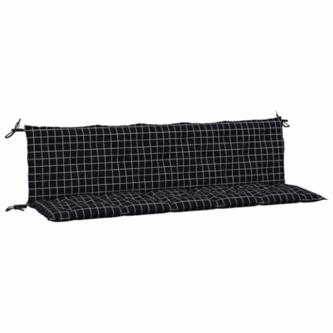 vidaXL Gartenbankauflage 2 STK., Bankauflage Sitzkissen Outdoor, Polsterauflage Auflage für Gartenbank, Bankpolster Bankkissen, Schwarz Karomuster Oxford-Gewebe