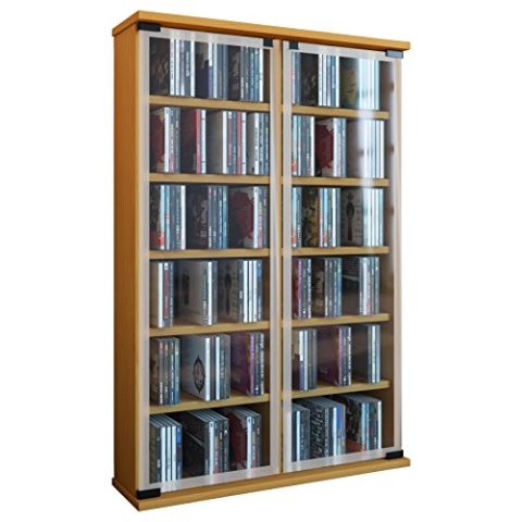 VCM Regal DVD CD Rack Medienregal Medienschrank Aufbewahrung Holzregal Standregal Schrank Möbel Buche "Galerie", 91.5x91.5x60 cm