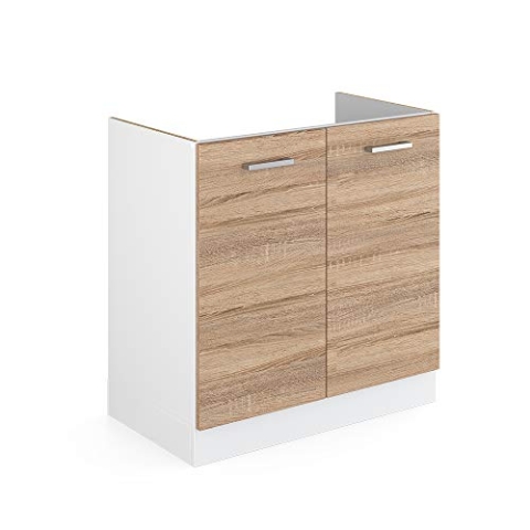 Vicco Spülenunterschrank R-Line, Sonoma, 80 cm mit Türen, ohne Arbeitsplatte