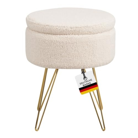 Albatros Hocker mit Stauraum Cannes – Sitzhocker mit Stauraum, Modernes Design, Edler Sherpa-Bezug – Sitztruhe oder Sitzbank mit Stauraum – optimal als Fußhocker oder Hocker Schminktisch, Beige