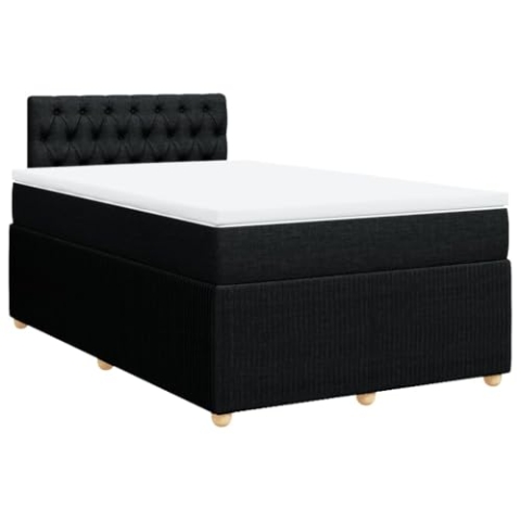 vidaXL Boxspringbett, Doppelbett mit Matratze Matratzenauflage, Bettgestell mit Kopfteil, Polsterbett Bett für Schlafzimmer, Schwarz 120x200cm Stoff