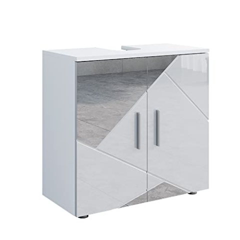 Vicco Waschbeckenunterschrank Irma, Weiß Hochglanz mit Einsätzen, 60 x 59 cm
