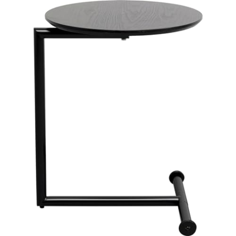 Kare Design Beistelltisch Easy Living Holz, Schwarz, 46cm Durchmesser, Rund, Mobiler Kaffeetisch, Modernes Design, Couchtisch, Wohnzimmertisch, Tischplatte Holz, Edelstahl, 63x46x46 cm (H/B/T)