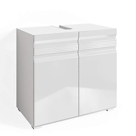 Vicco Waschbeckenunterschrank Freddy, Waschtischunterschrank, Weiß Hochglanz, 60 x 56 cm