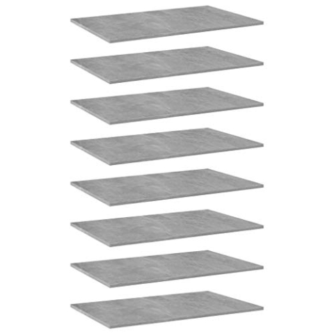 vidaXL Bücherregalplatten, 8 Stück, Betongrau, 80 x 50 x 1,5 cm, Spanplatte