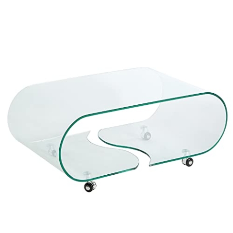 riess-Ambiente.de Extravaganter Glas Couchtisch FANTOME 90cm transparent Glastisch Tisch Wohnzimmer