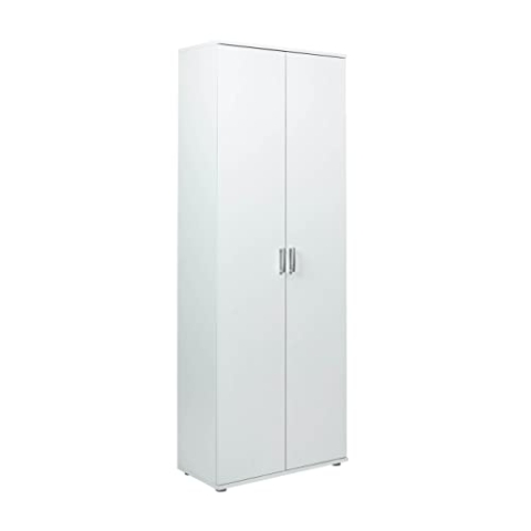 Inter Link – Mehrzweckschrank – Besenschrank – Putzschrank - Allzweckschrank – Haushaltsschrank – 2 Türen – 3 Böden – Breite:70cm - Tiefe:34cm - Höhe:190cm – Arconati HHS – Weiß