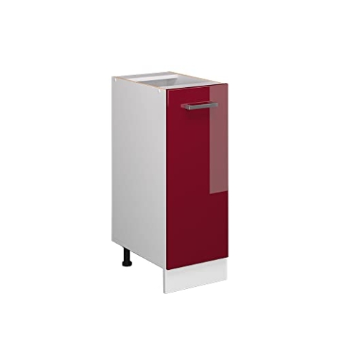 Vicco Unterschrank R-Line, Bordeaux Hochglanz/Weiß, 30 cm mit Tür, ohne Arbeitsplatte