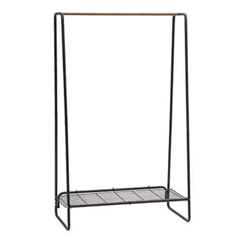 Iris Ohyama Großer Kleiderständer mit Drahtregal, 1 Ebene, Schwarz, Modernes, Robuster Rahmen, Rutschfest, Für Schlafzimmer, Studio, Schrank, Kleidung & Schuhe, Wäscheständer, Einfacher Aufbau, PI-B5L