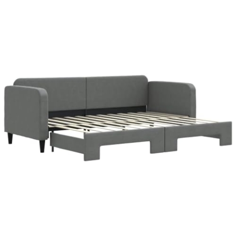 vidaXL Tagesbett, Ausziehbar Schlafsofa mit Lattenrost, Bettsofa Gästebett für Schlafzimmer Wohnzimmer, Sofa Bett Ausziehbett, Dunkelgrau 80x200 cm Stoff