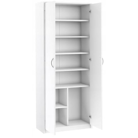 MATKAM Bücherregal R4, B/H/T 74x180x35cm ideal für Büro, Diele Wohnzimmer, Jugend- oder Kinderzimmer, mit verstellbaren Regalböden und satinierte Griffe (Weiß)