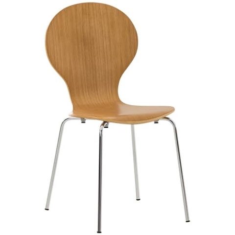 CLP Stapelstuhl Diego I Komfortabler Esszimmerstuhl I Metallgestell, Holzsitz I Ergonomisches Design I Platzsparend In Esszimmer Und Küche, Farbe:Eiche