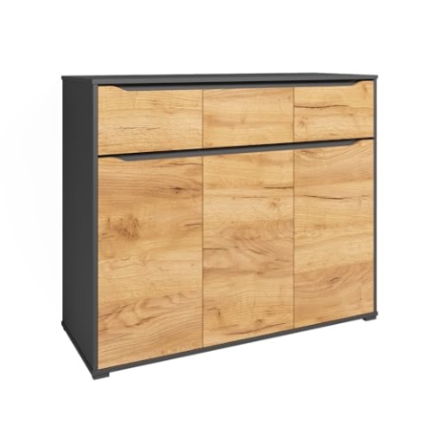 Vicco Kommode Ruben, Anthrazit/Goldkraft Eiche, 120 x 101 cm mit Schubladen