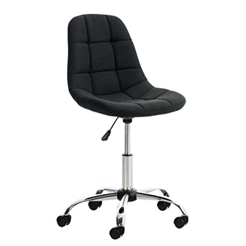 CLP Bürostuhl Emil I Höhenverstellbarer Drehstuhl Mit Stoffbezug Und Metallgestell In Chromoptik I Schreibtischstuhl Mit Gestepptem Sitz, Farbe:schwarz