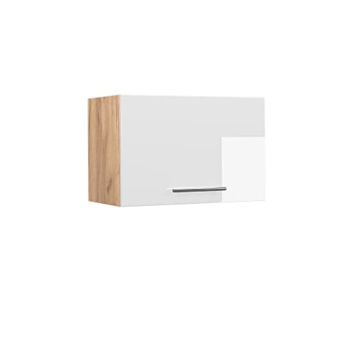 Vicco Hängeschrank Fame-Line, Weiß Hochglanz/Goldkraft Eiche, 60 cm Flach