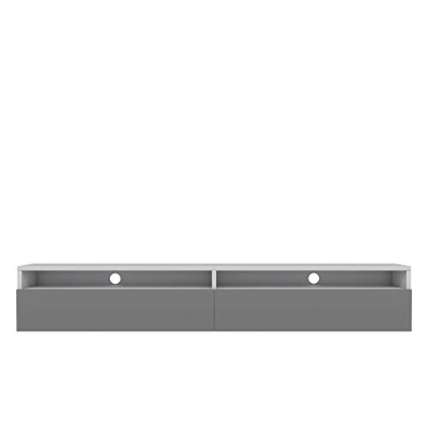 Selsey REDNAW - TV-Schrank / TV-Board stehend / hängend, 180 cm breit (Weiß Matt / Grau Hochglanz ohne LED)