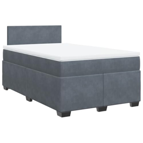 vidaXL Boxspringbett, Polsterbett Bett mit LED Matratze Kopfteil, Bettgestell mit Lattenrost, Doppelbett für Schlafzimmer, Dunkelgrau 120x200cm Samt